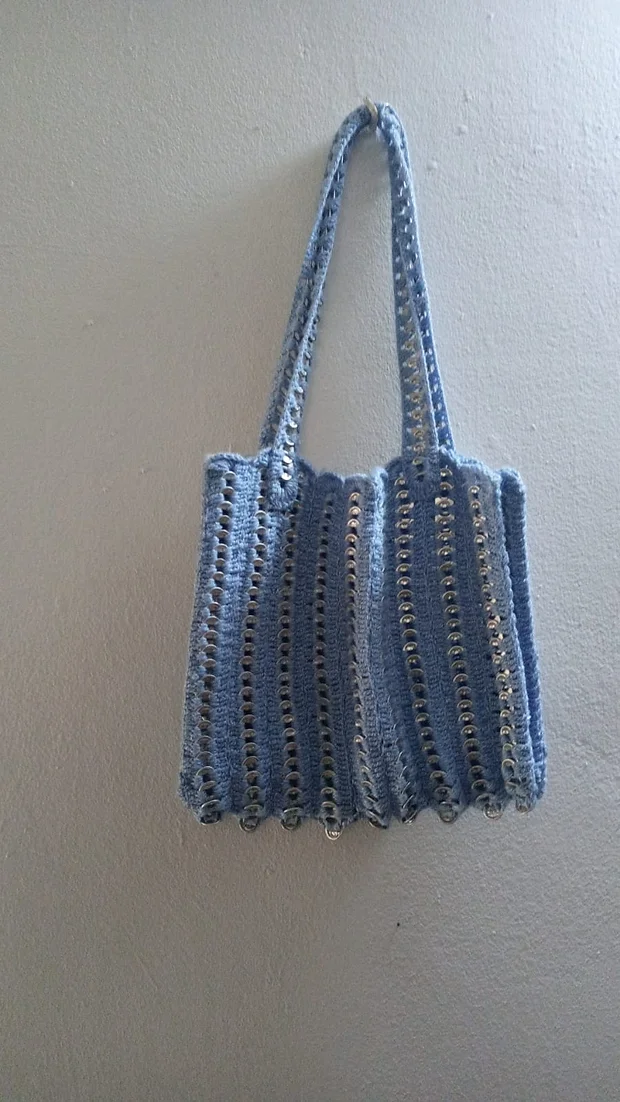 Sac en crochet bleu